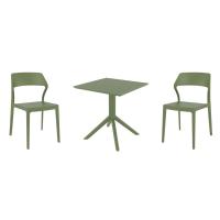 Snow Dining Set with Sky 27" Square Table Olive Green S092108-OLG