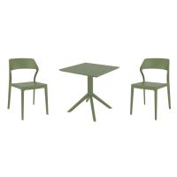 Snow Dining Set with Sky 27" Square Table Olive Green S092108-OLG