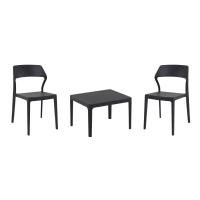 Snow Conversation Set with Sky 24" Side Table Black S092109-BLA