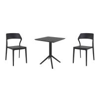 Snow Bistro Set with Sky 24" Square Folding Table Black S092114-BLA