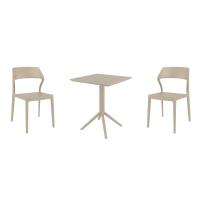 Snow Bistro Set with Sky 24" Square Folding Table Taupe S092114-DVR