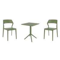 Snow Bistro Set with Sky 24" Square Folding Table Olive Green S092114-OLG-