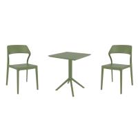 Snow Bistro Set with Sky 24" Square Folding Table Olive Green S092114-OLG