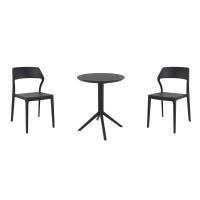 Snow Bistro Set with Sky 24" Round Folding Table Black S092121-BLA