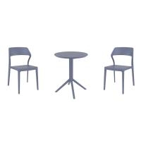 Snow Bistro Set with Sky 24" Round Folding Table Dark Gray S092121-DGR