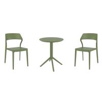 Snow Bistro Set with Sky 24" Round Folding Table Olive Green S092121-OLG