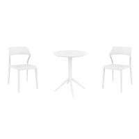 Snow Bistro Set with Sky 24" Round Folding Table White S092121-WHI-