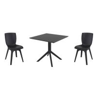 Mio PP Dining Set with Sky 31" Square Table Black S094106-BLA-BLA