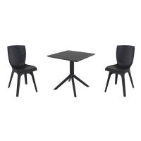 Mio PP Dining Set with Sky 27" Square Table Black S094108-BLA-BLA