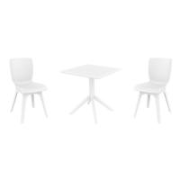 Mio PP Dining Set with Sky 27" Square Table White S094108-WHI-WHI