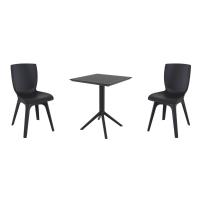 Mio PP Bistro Set with Sky 24" Square Folding Table Black S094114-BLA-BLA