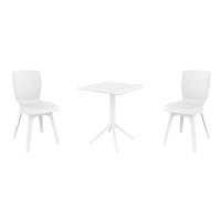 Mio PP Bistro Set with Sky 24" Square Folding Table White S094114-WHI-WHI