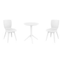 Mio PP Bistro Set with Sky 24" Round Folding Table White S094121-WHI-WHI