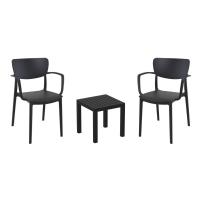 Lisa Conversation Set with Ocean Side Table Black S126066-BLA