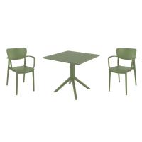Lisa Dining Set with Sky 31" Square Table Olive Green S126106-OLG-