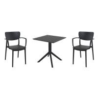 Lisa Dining Set with Sky 27" Square Table Black S126108-BLA-