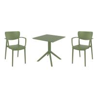 Lisa Dining Set with Sky 27" Square Table Olive Green S126108-OLG