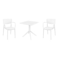 Lisa Dining Set with Sky 27" Square Table White S126108-WHI-