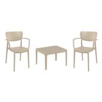 Lisa Conversation Set with Sky 24" Side Table Taupe S126109-DVR-