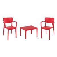 Lisa Conversation Set with Sky 24" Side Table Red S126109-RED