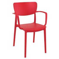 Lisa Conversation Set with Sky 24" Side Table Red S126109-RED - 1