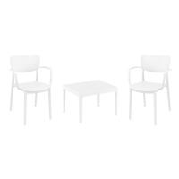 Lisa Conversation Set with Sky 24" Side Table White S126109-WHI-