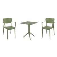 Lisa Bistro Set with Sky 24" Square Folding Table Olive Green S126114-OLG-
