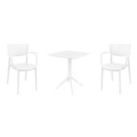 Lisa Bistro Set with Sky 24" Square Folding Table White S126114-WHI-