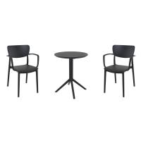 Lisa Bistro Set with Sky 24" Round Folding Table Black S126121-BLA