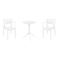 Lisa Bistro Set with Sky 24" Round Folding Table White S126121-WHI-