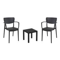 Loft Conversation Set with Ocean Side Table Black S128066-BLA