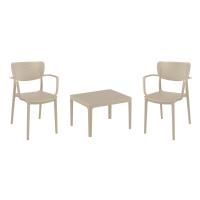 Loft Conversation Set with Sky 24" Side Table Taupe S128109-DVR-
