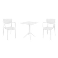 Loft Bistro Set with Sky 24" Square Folding Table White S128114-WHI-