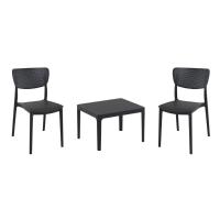 Lucy Conversation Set with Sky 24" Side Table Black S129109-BLA-