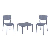 Lucy Conversation Set with Sky 24" Side Table Dark Gray S129109-DGR