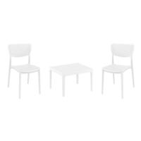 Lucy Conversation Set with Sky 24" Side Table White S129109-WHI-