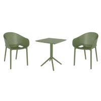 Sky Pro Bistro Set with Sky 24" Square Folding Table Olive Green S151114-OLG-