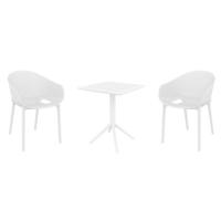 Sky Pro Bistro Set with Sky 24" Square Folding Table White S151114-WHI