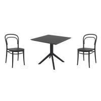 Marie Dining Set with Sky 31" Square Table Black S251106-BLA-