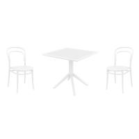 Marie Dining Set with Sky 31" Square Table White S251106-WHI