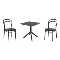 Marie Dining Set with Sky 27" Square Table Black S251108-BLA-