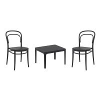 Marie Conversation Set with Sky 24" Side Table Black S251109-BLA-