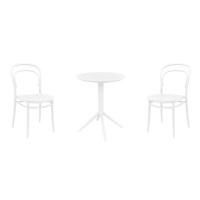 Marie Bistro Set with Sky 24" Round Folding Table White S251121-WHI-