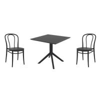 Victor Dining Set with Sky 31" Square Table Black S252106-BLA-