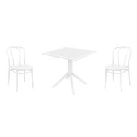 Victor Dining Set with Sky 31" Square Table White S252106-WHI-