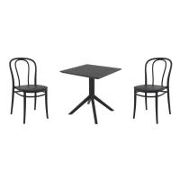 Victor Dining Set with Sky 27" Square Table Black S252108-BLA-