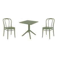 Victor Dining Set with Sky 27" Square Table Olive Green S252108-OLG-