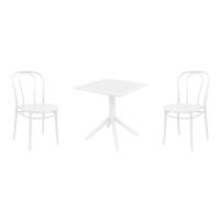 Victor Dining Set with Sky 27" Square Table White S252108-WHI