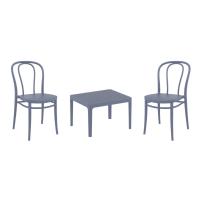 Victor Conversation Set with Sky 24" Side Table Dark Gray S252109-DGR-