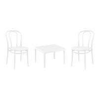Victor Conversation Set with Sky 24" Side Table White S252109-WHI